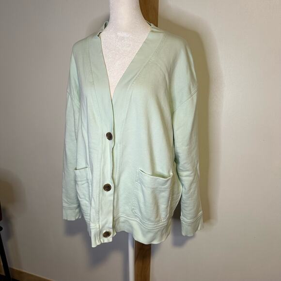 Vince. light seafoam blue long sleeve cotton cardigan size M - Picture 3 of 11